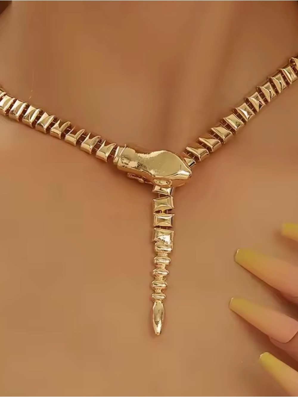 Gold Snake Lariat Necklace - Elegant Womenβs Jewelry